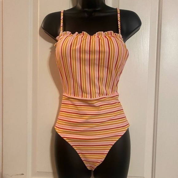 “AERIE” Striped One Piece Bathing Suit - Picture 2 of 11
